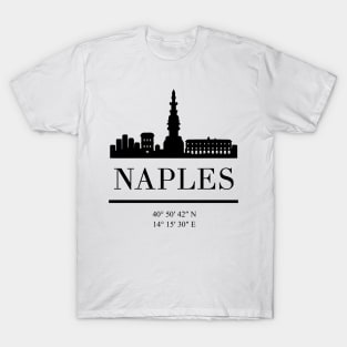 NAPLES ITALY BLACK SILHOUETTE SKYLINE ART T-Shirt